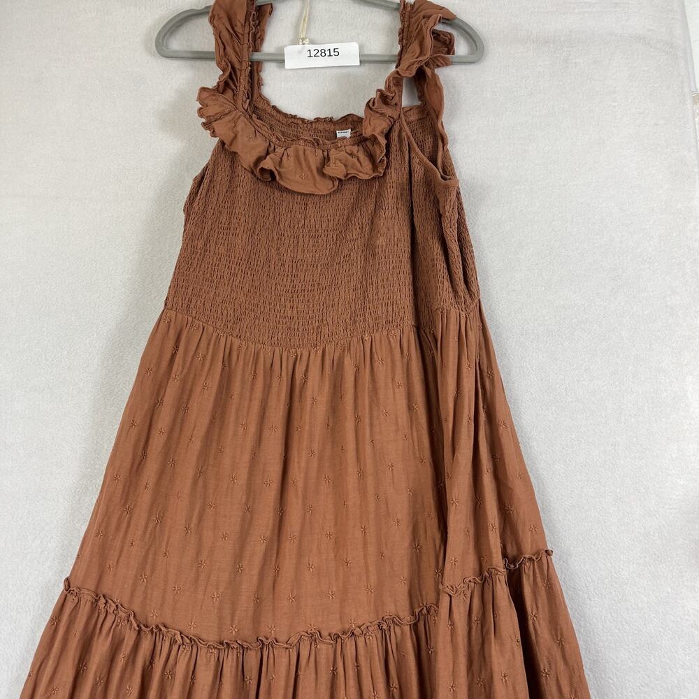 Old Navy Sleeveless Midi Dress XL Easter Smock Orange Smocked Tiered Ruffle - Picture 11 of 11